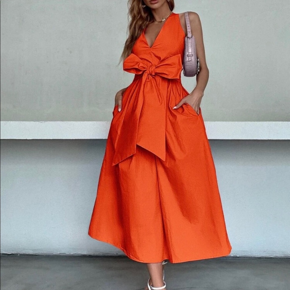 Orange big bow dress
